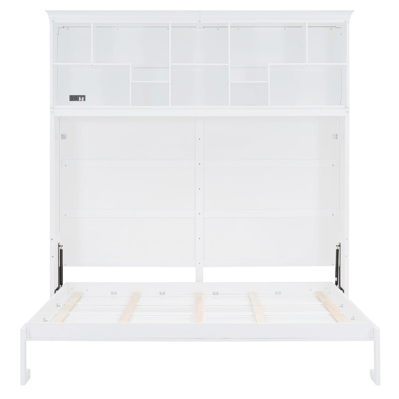 Merax Murphy Bed Wall Bed with Storage Shelves