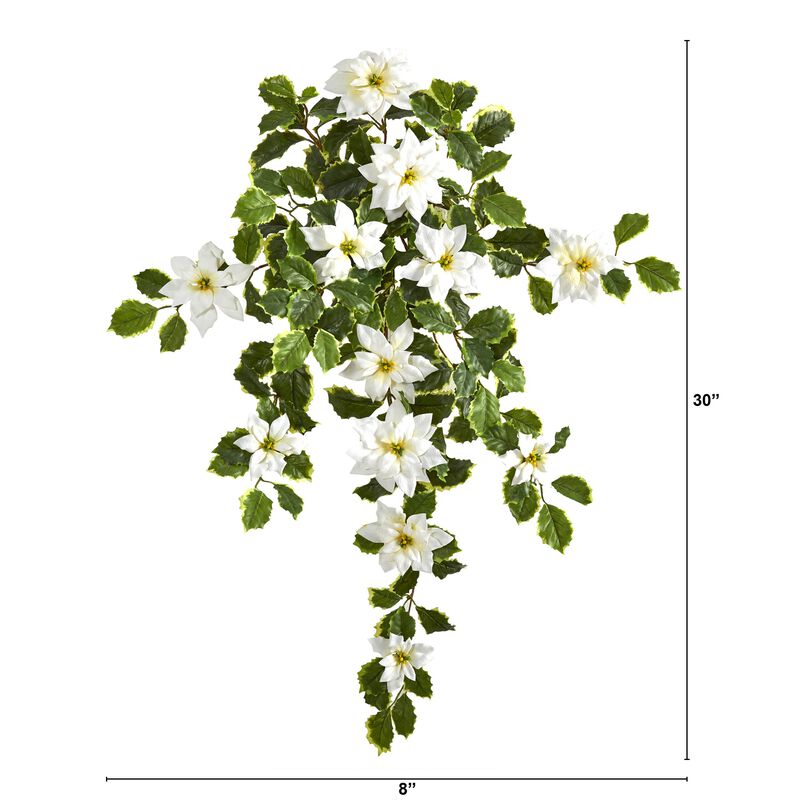 Hivvago 30" Poinsettia and Variegated Holly Artificial Plant (Set of 2) (Real Touch)