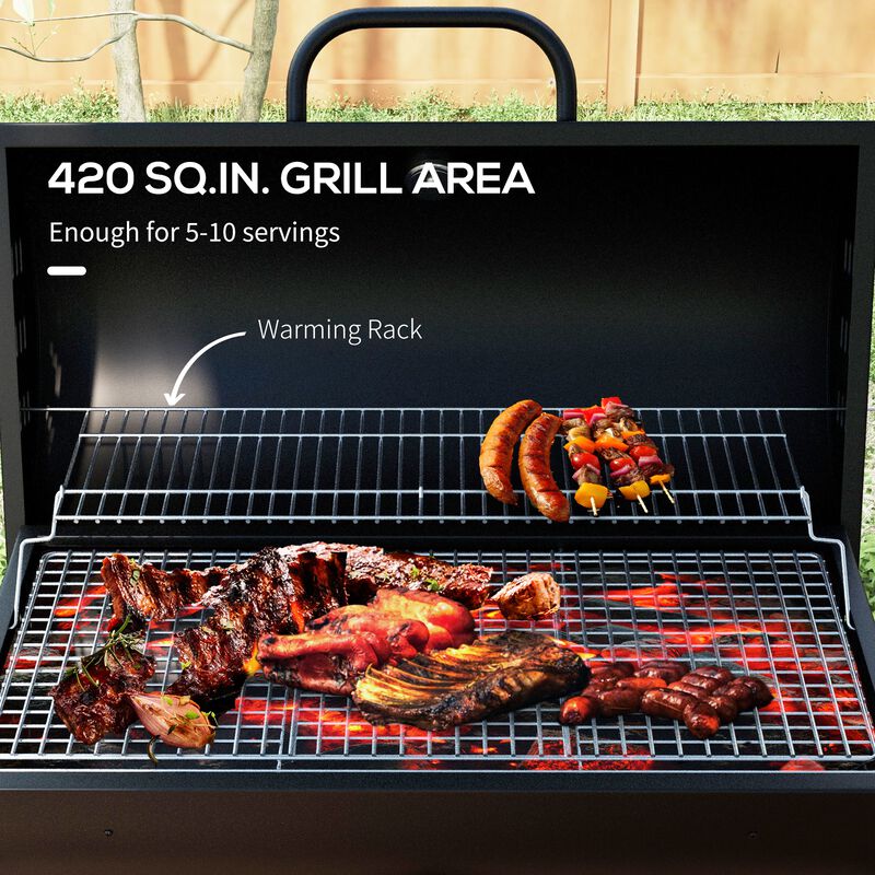 Streamdale 8-Burger Charcoal Grill with Warming Rack and Thermometer
