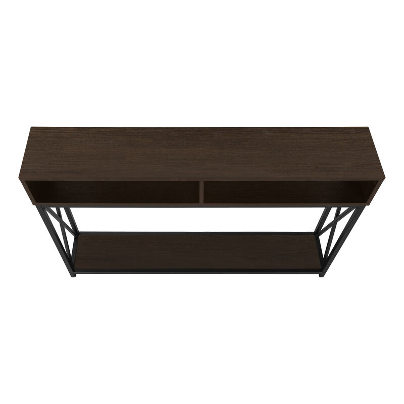 Monarch Specialties I 3574 Accent Table, Console, Entryway, Narrow, Sofa, Living Room, Bedroom, Metal, Laminate, Brown, Black, Contemporary, Modern