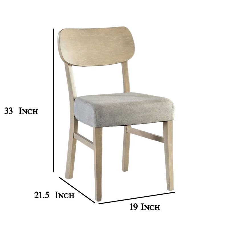 Kene Dining Side Chair Set of 2, Contour Back, Tapered Legs, Gray Fabric