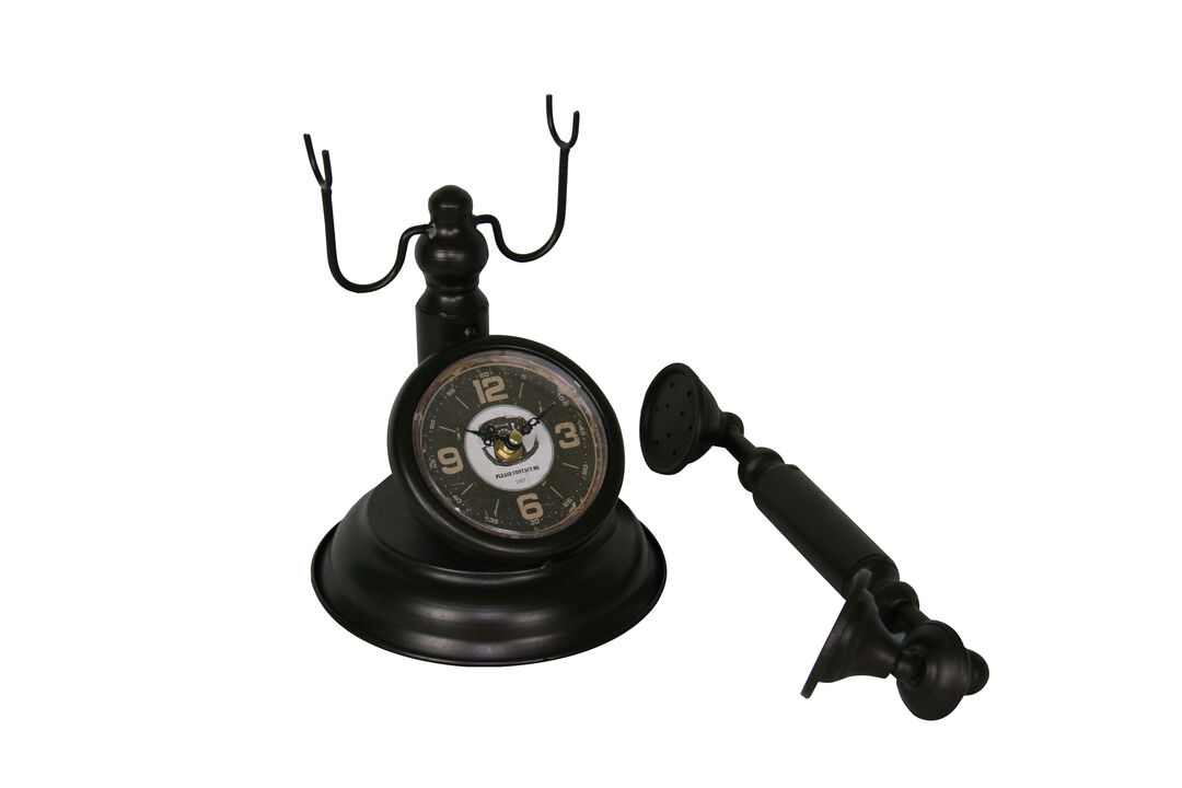 Brown Vintage Telephone Metal Table Clock