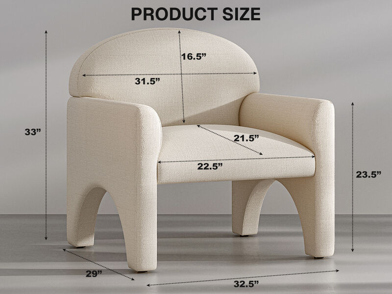 BELLEZE Modern Accent Chair with Rubber Wood Legs, Comfortable Upholstered Armchair with Arched Design for Living Room, Bedroom, or Office - Oslo (Beige)