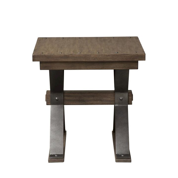 Starlight Canyon Home Living Room End Tables, Farmhouse Side Table with Storage, Brown Wood
