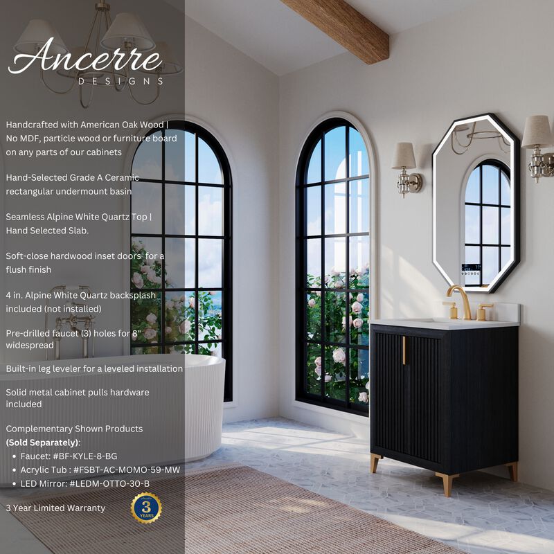 Turlington 24 in. Dark Oak Bath Vanity Set with White Quartz Vanity Top and White Undermount Basin