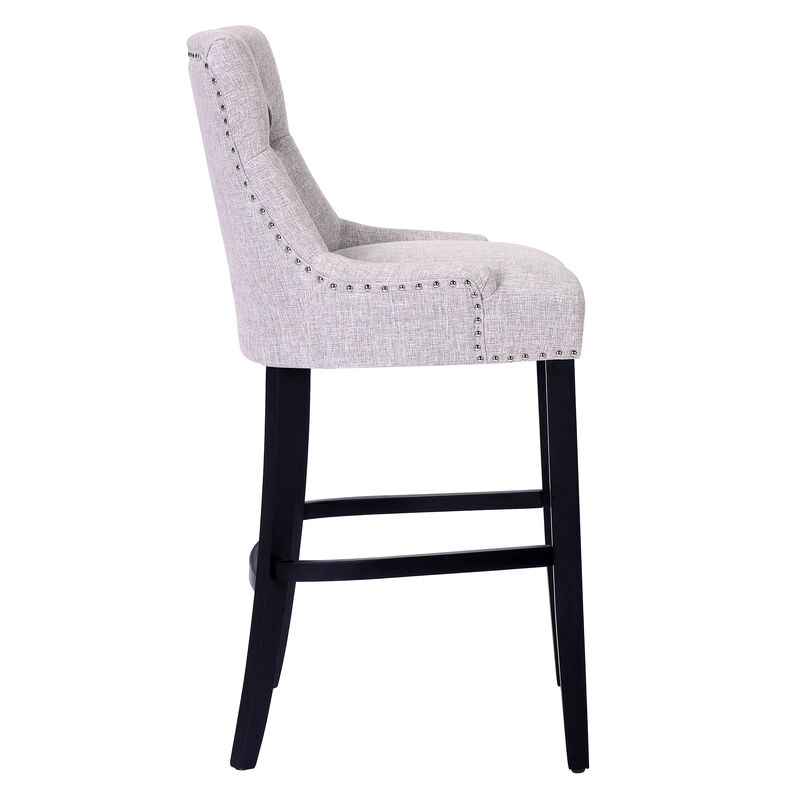 WestinTrends 29" Linen Fabric Tufted Upholstered Bar Stool, Black