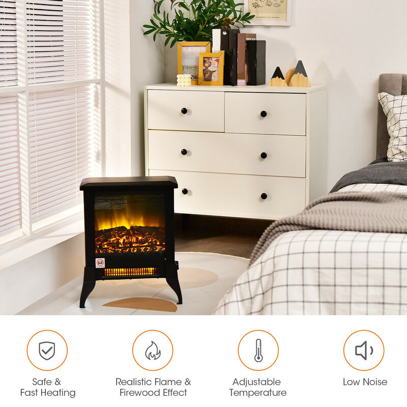 Compact Portable Space Heater with Realistic Flame Effect