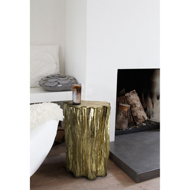 Well Designed Nature Inspired Tree Trunk Stool, Gold-Benzara