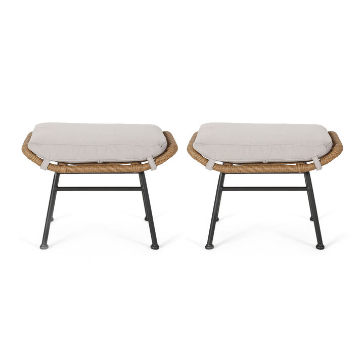 Merax Outdoor Patio PE Wicker Chairs Stools