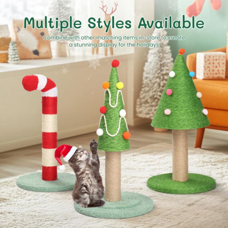 Christmas Cat Scratching Post with Festive Design, Scratching Surface, and Cozy Hideaway for Cats