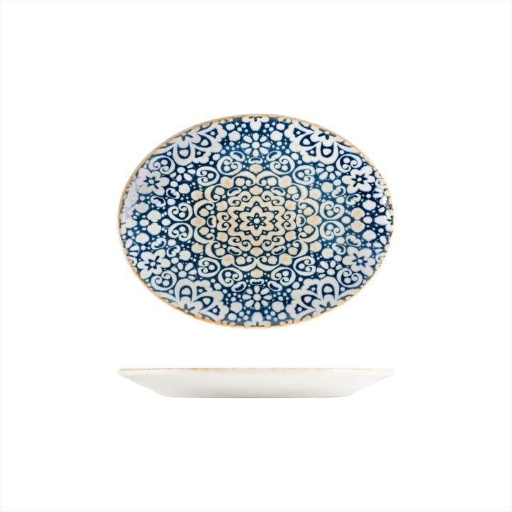 Alhambra 9.75" x 7.5" x h:1" Oval Decorated Porcelain Platter (Set of 2)