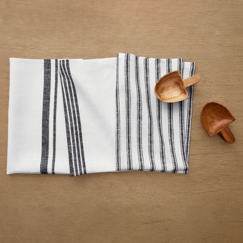 Solino Home 100% Pure Linen Kitchen Towels Set of 3 Assorted - 17 x 26 Inch