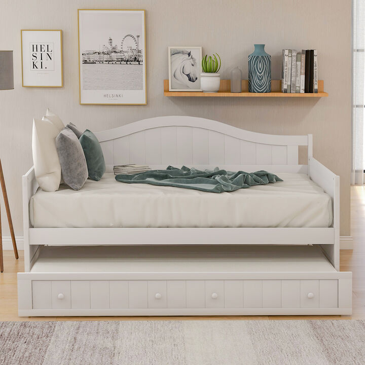 Merax Wooden Daybed with Trundle Bed