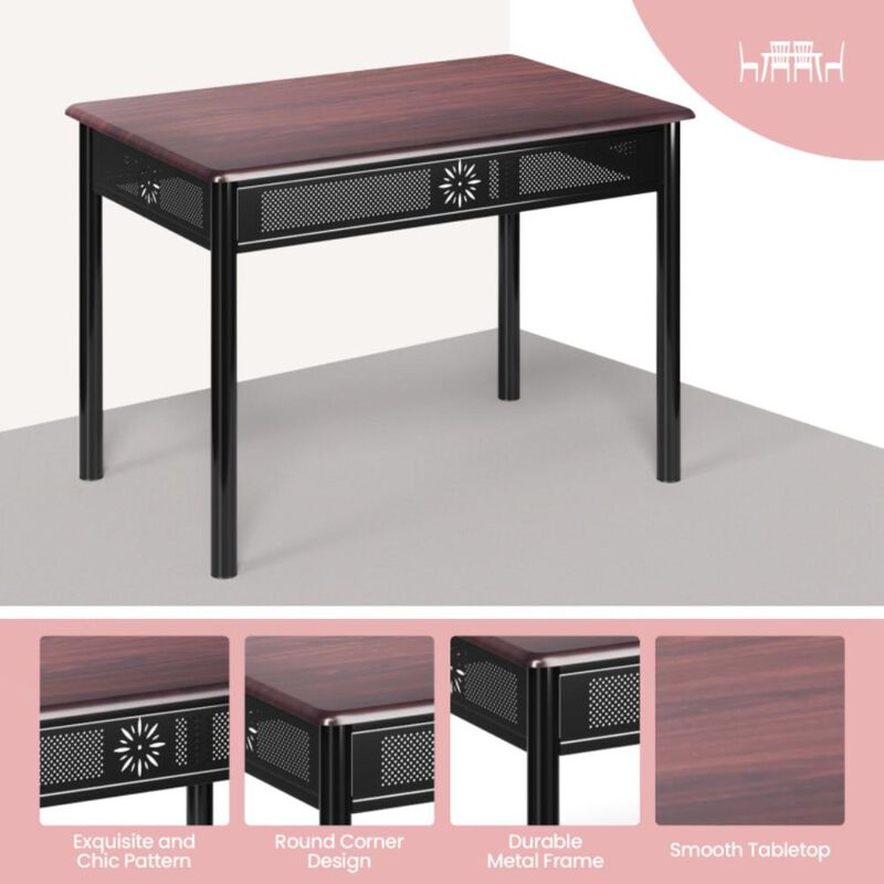 Hivvago 5 Pieces Dining Set Wood Metal Table and 4 Chairs with Cushions