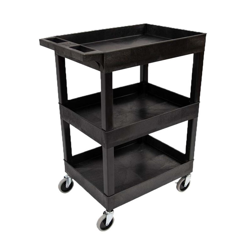 24 x 18 Plastic Utility Tub Cart - Three Shelf-Black