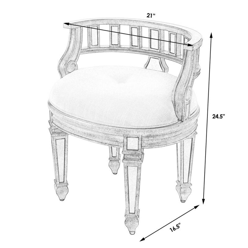 Butler Specialty Company Rebecca Mirrored 21W Vanity Stool, Silver