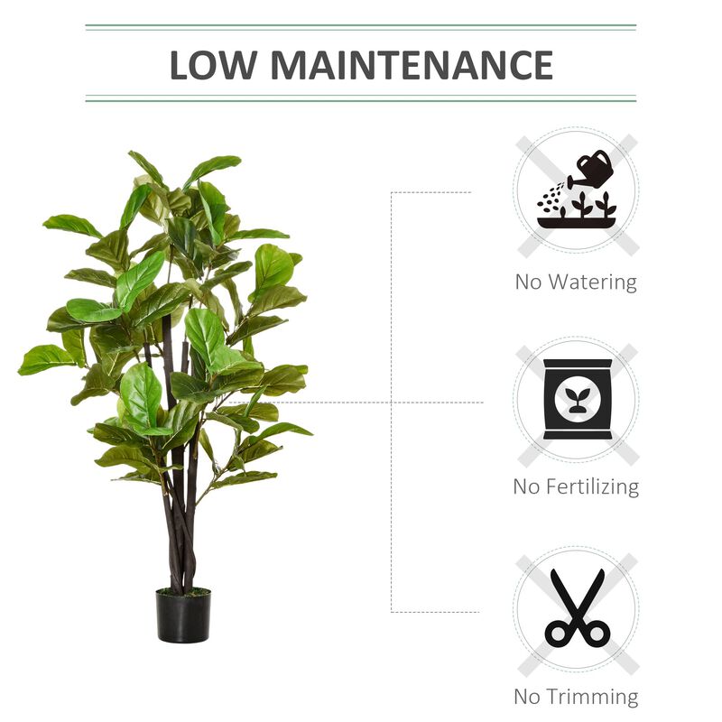 Lifelike Greenery: 4.5ft Faux Fiddle Leaf Fig Tree in Nursery Pot
