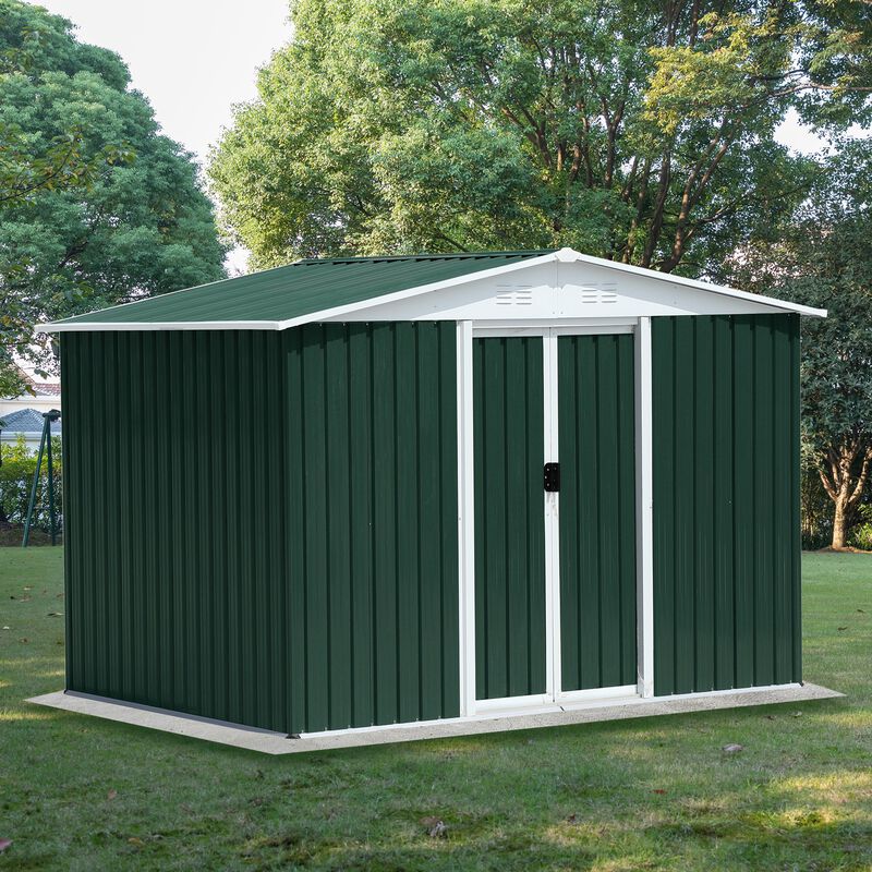 MONDAWE Outdoor Storage Garden Bike Shed 8x6 Feet Apex Roof With Aluminum Alloy Frame and Sliding Door
