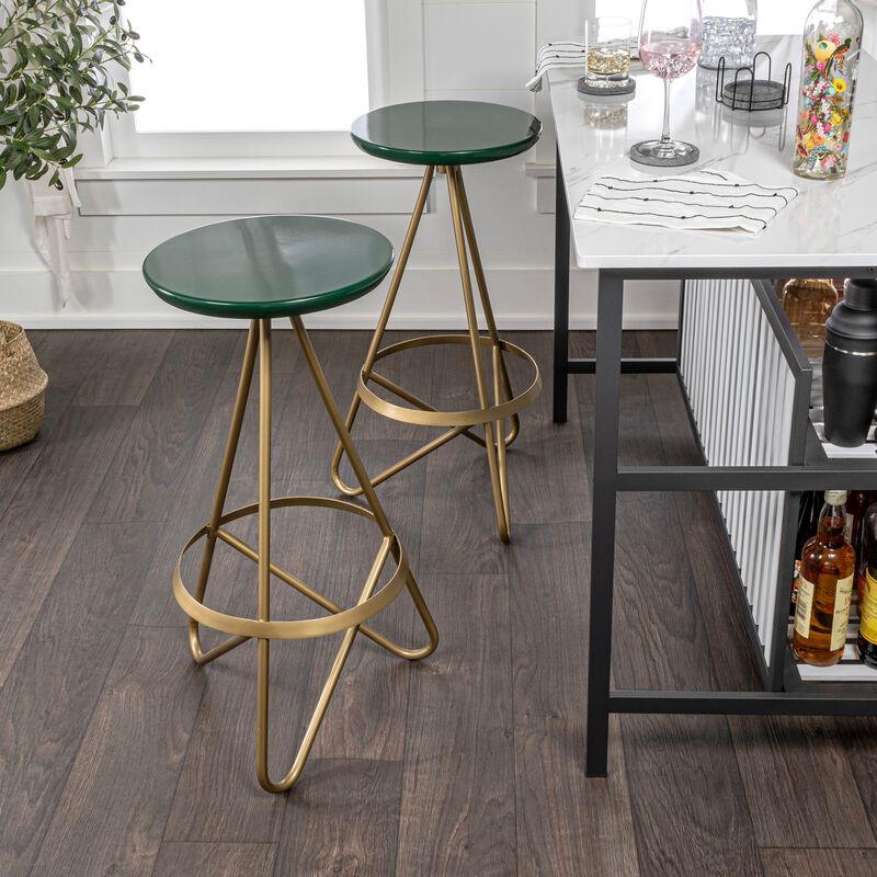 Spiroa 30" Modern Industrial Metal Backless Circular Bar Stool