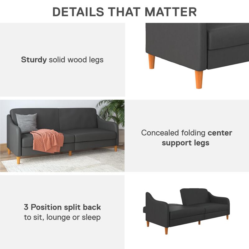 Joan Modern Coil Futon Sofa Bed and Dorm Couch Sleeper