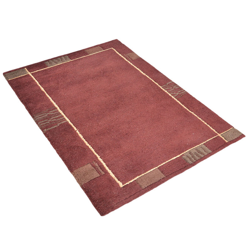 Rugsotic Carpets Hand Knotted Tibbati Wool 6'x9' Area Rug Contemporary Red T00206
