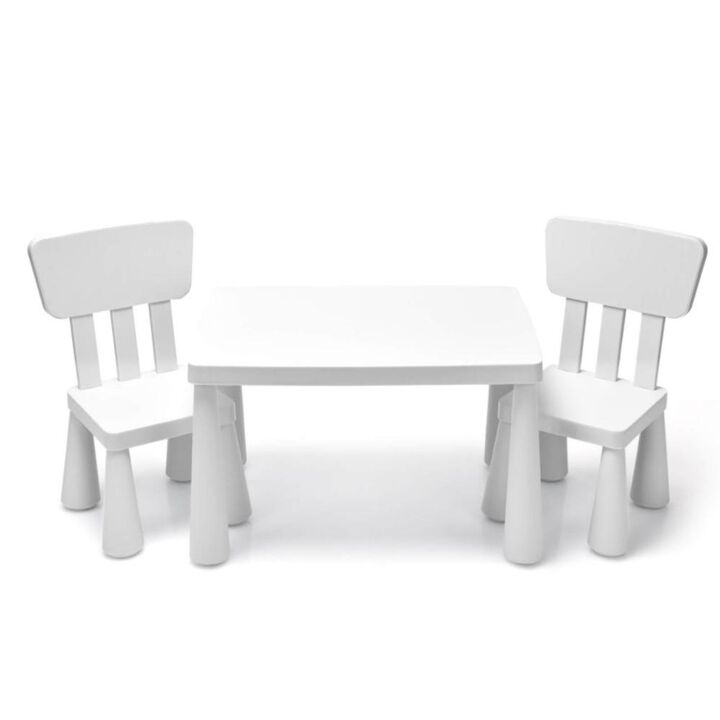 Hivvago 3 Pieces Toddler Multi Activity Play Dining Study Kids Table and Chair Set