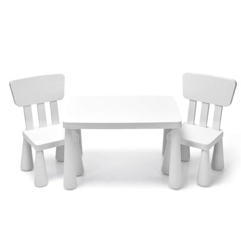 Hivvago 3 Pieces Toddler Multi Activity Play Dining Study Kids Table and Chair Set