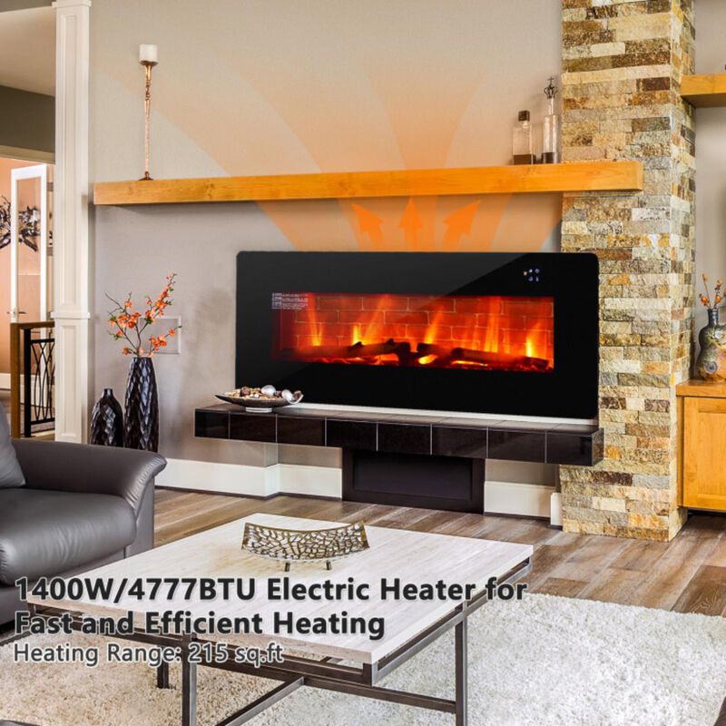 Hivvago 42 Inch Electric Wall Mounted Freestanding Fireplace with Remote Control-Black