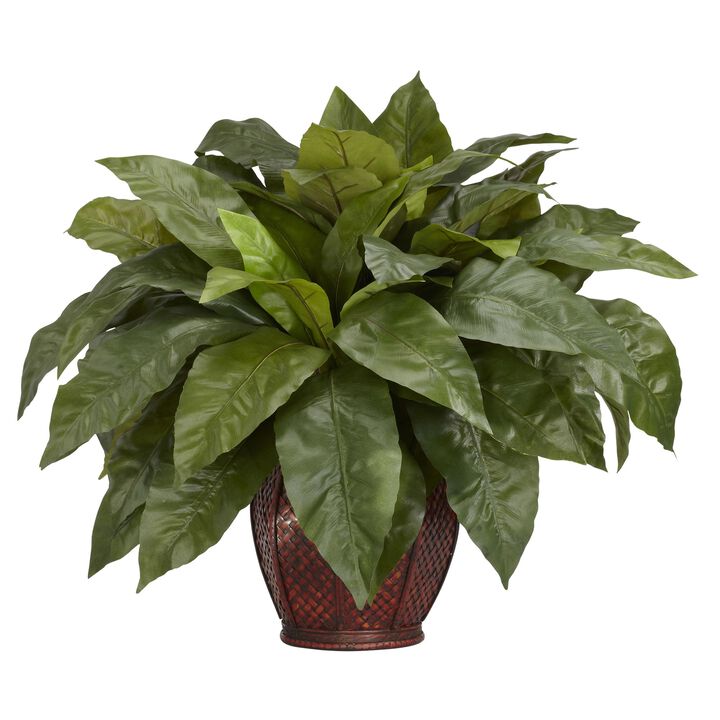 Hivvago Birdsnest Fern w/Decorative Vase Silk Plant