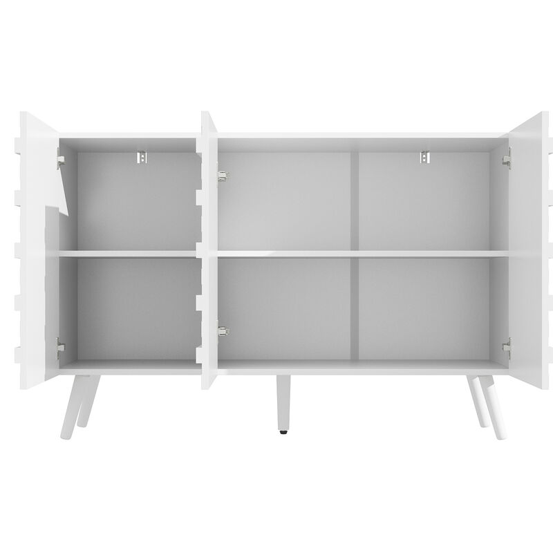 FUFU&GAGA Modern Storage Cabinet with 2 Adjustable Shelves, Solid Wood Legs & Embossed Laminate Finish