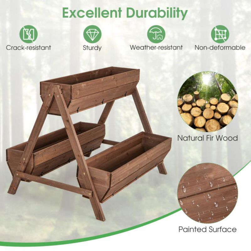 Hivvago Vertical Raised Garden bed with 3 Wooden Planter Boxes