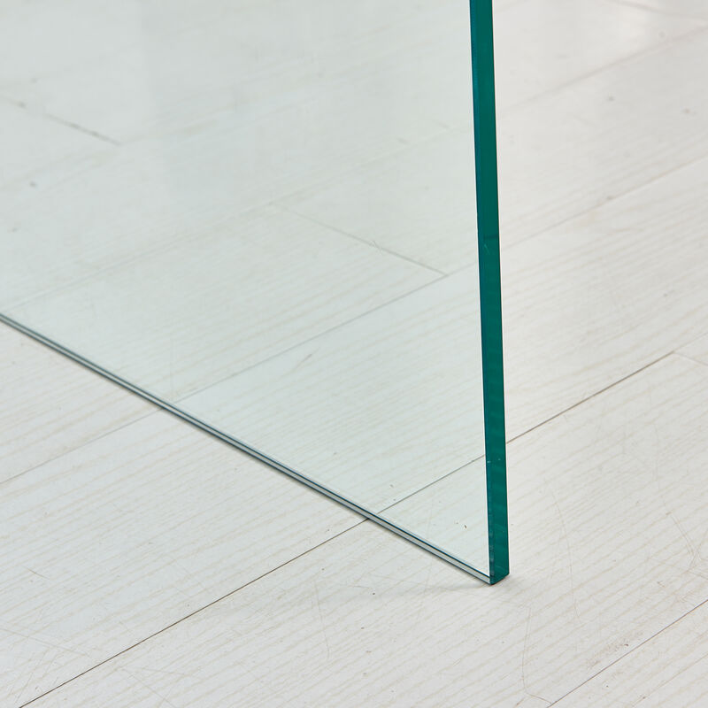 Tempered Transparent Glass End Table, Small Sofa Table with Sleek Design