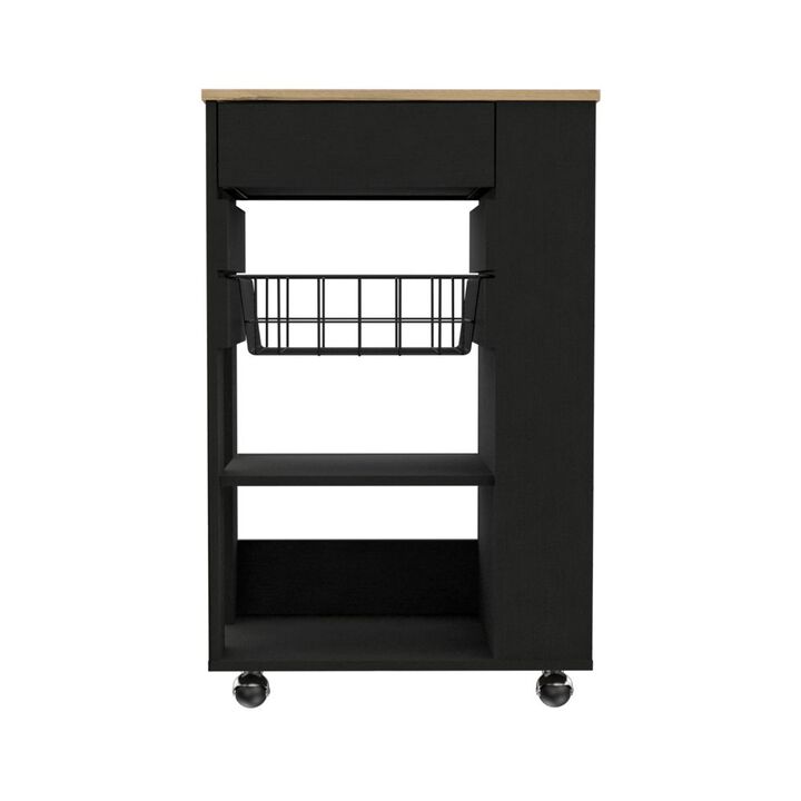DEPOT E-SHOP Rosemont Kitchen Cart, Two Open Shelves, Four Casters, One Drawer