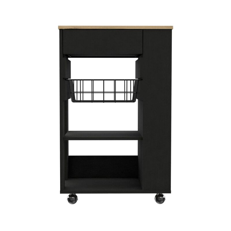 DEPOT E-SHOP Rosemont Kitchen Cart, Two Open Shelves, Four Casters, One Drawer