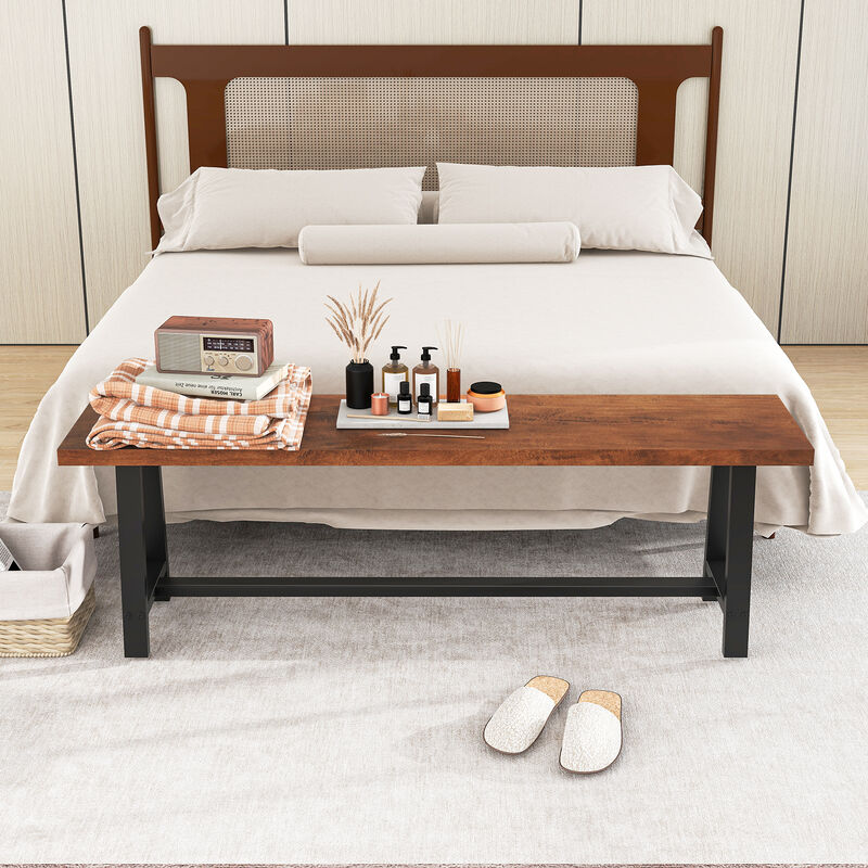 3-Person Dining Bench, Entryway Shoe Bench with Metal Frame for Storage and Seating