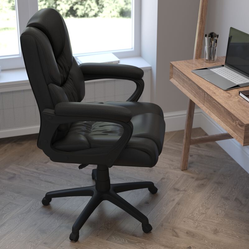 Flash Fundamentals Big & Tall 400 lb. Rated Black LeatherSoft Swivel Office Chair with Padded Arms