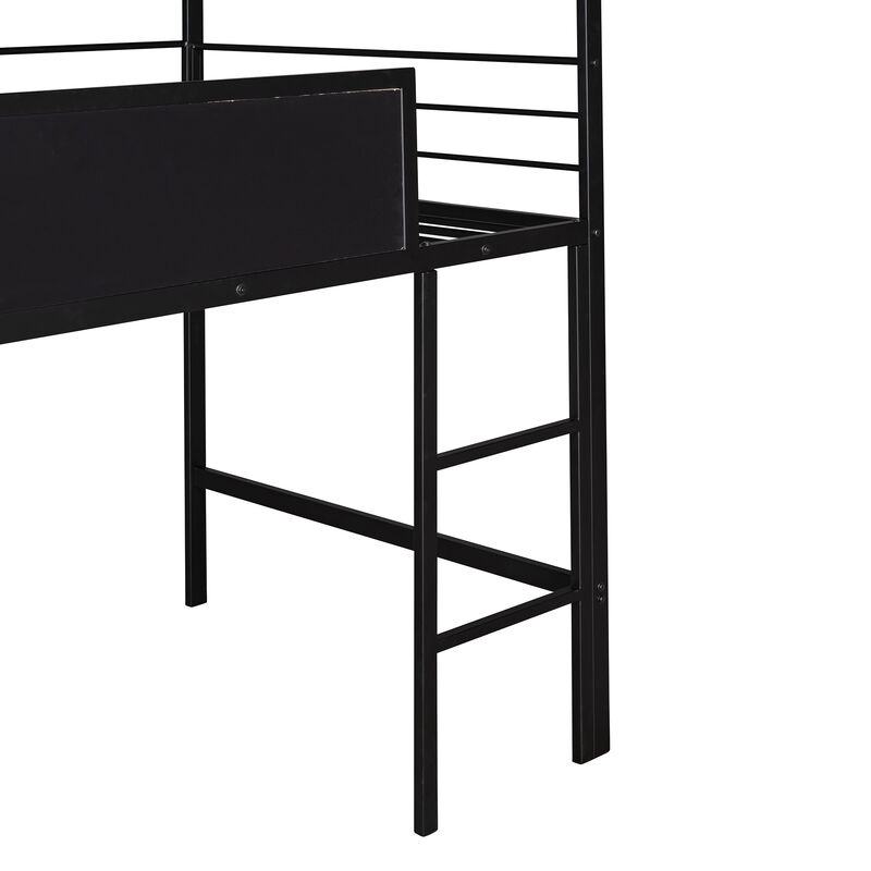Merax Metal House Bed Loft Bed with Slide