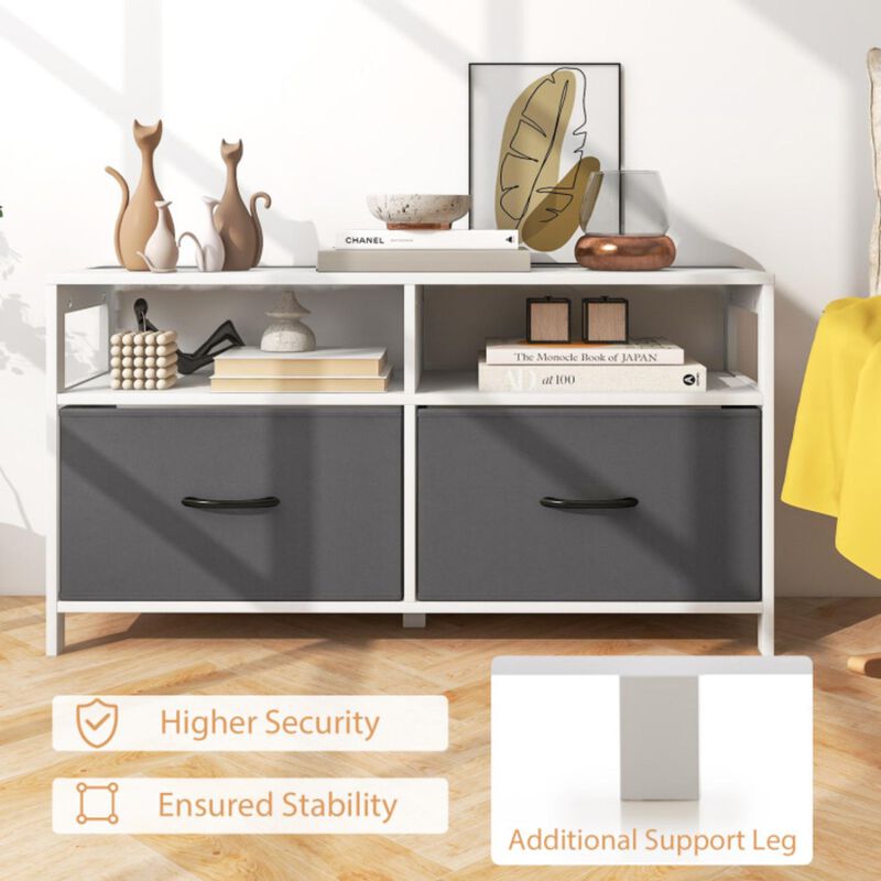 Hivvago Fabric Chest of Drawers with 2 Drawers and 2 Open Shelves
