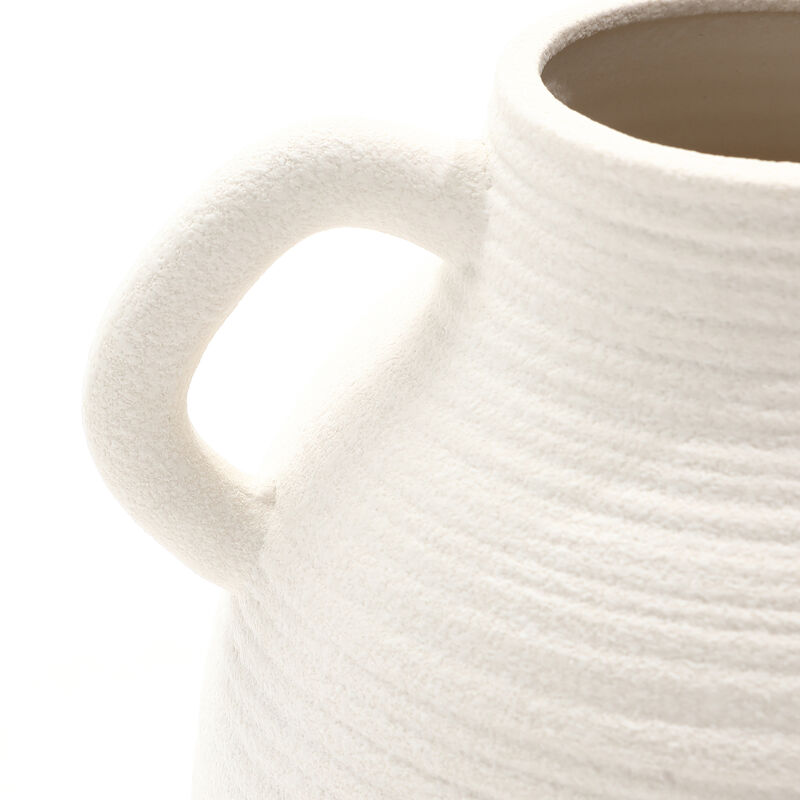 LuxenHome White Ceramic Jug 9.9-Inch Tall Round Vase