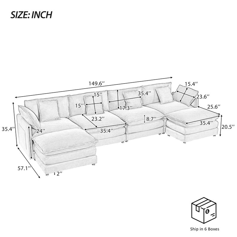 Merax Modern Corduroy Modular Sofa Couch for Living Room