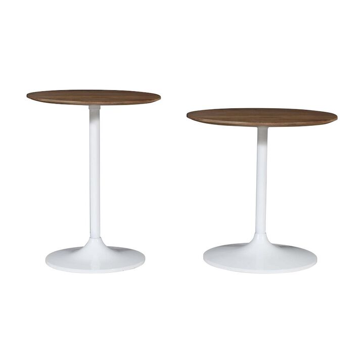Jofran Remy Solid Wood and Iron Modern Pedestal Accent Tables (Set of 2)