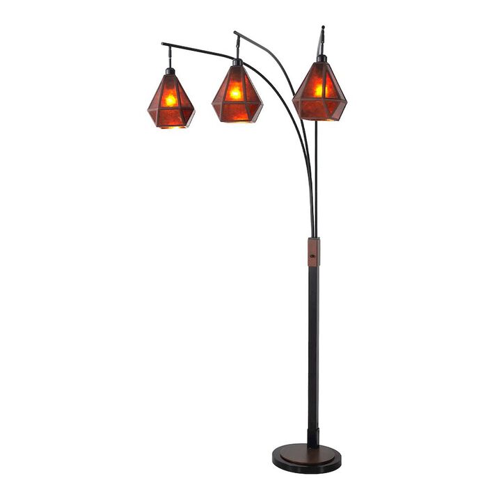 NOVA OF CALIFORNIA Artifact Natural Mica 3 Light Arc Floor Lamp - 86, Expresso Bronze