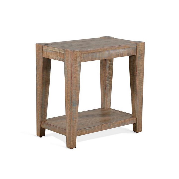 Lilly Accent Chairside Table, Light Brown Wood, Rectangular 25 Inch - Benzara