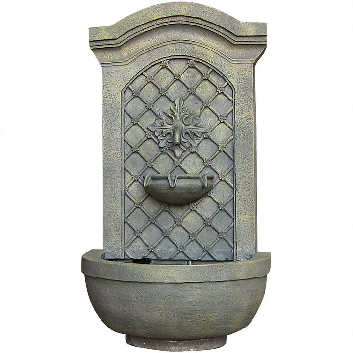 Sunnydaze Rosette Leaf Polystone Outdoor Solar Wall Fountain