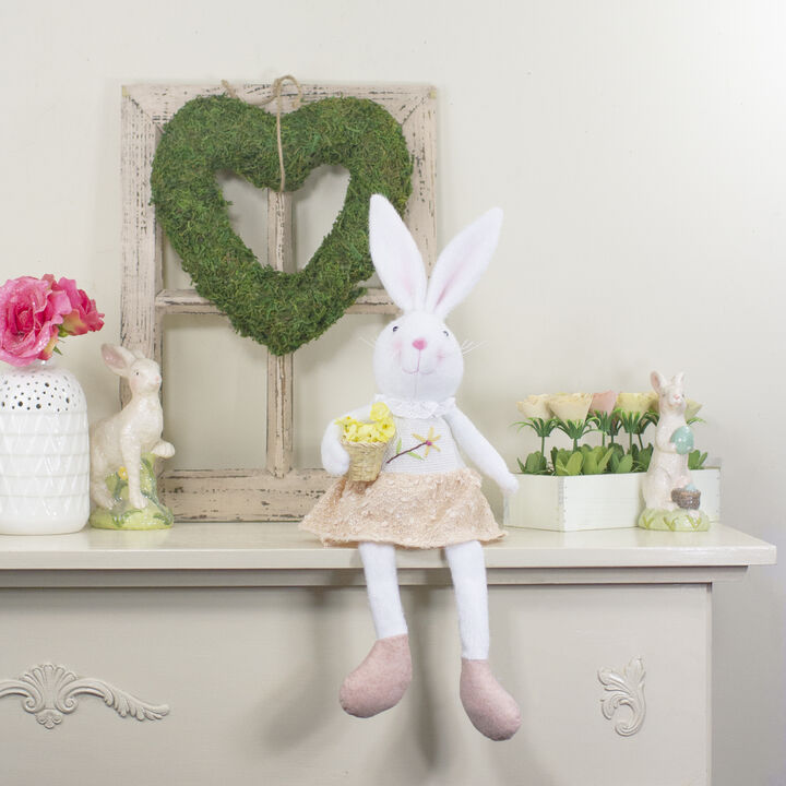 24" White and Pink Girl Bunny Rabbit Easter and Spring Table Top Figure