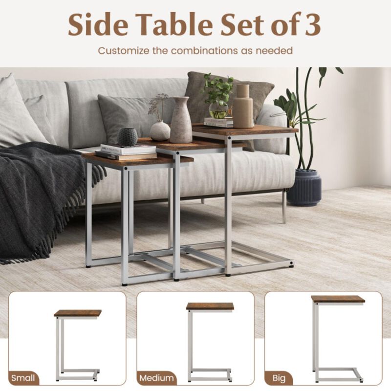 Hivvago 3 Pieces Multifunctional Coffee End Table Set
