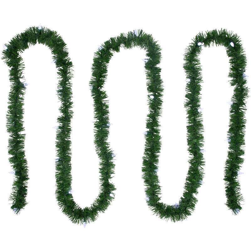 18' x 3" Pre-Lit Pine Artificial Christmas Garland  Pure White LED Faceted Lights