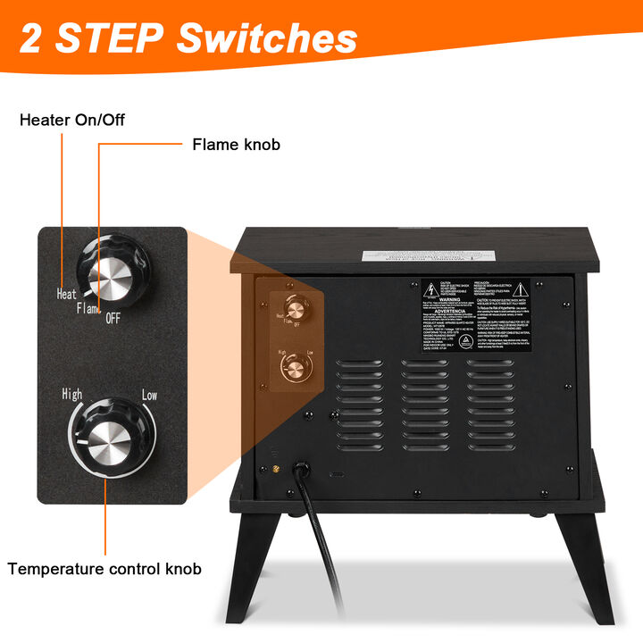 1000W Portable Electric Fireplace Stove with Overheat Protection for Home and Office