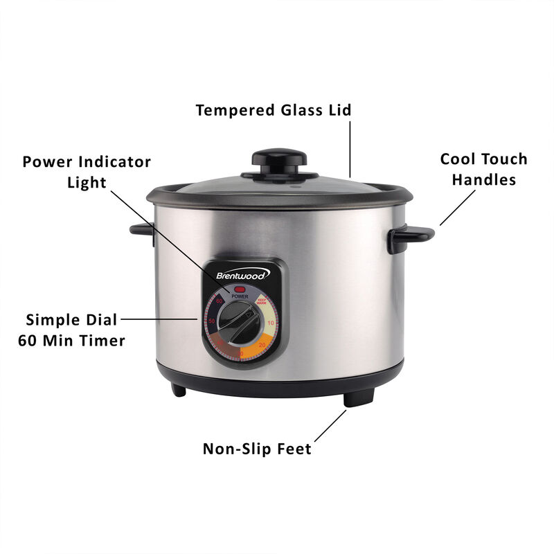 Brentwood TS-1020S 10-Cup Stainless Steel Crunchy Persian Rice Cooker