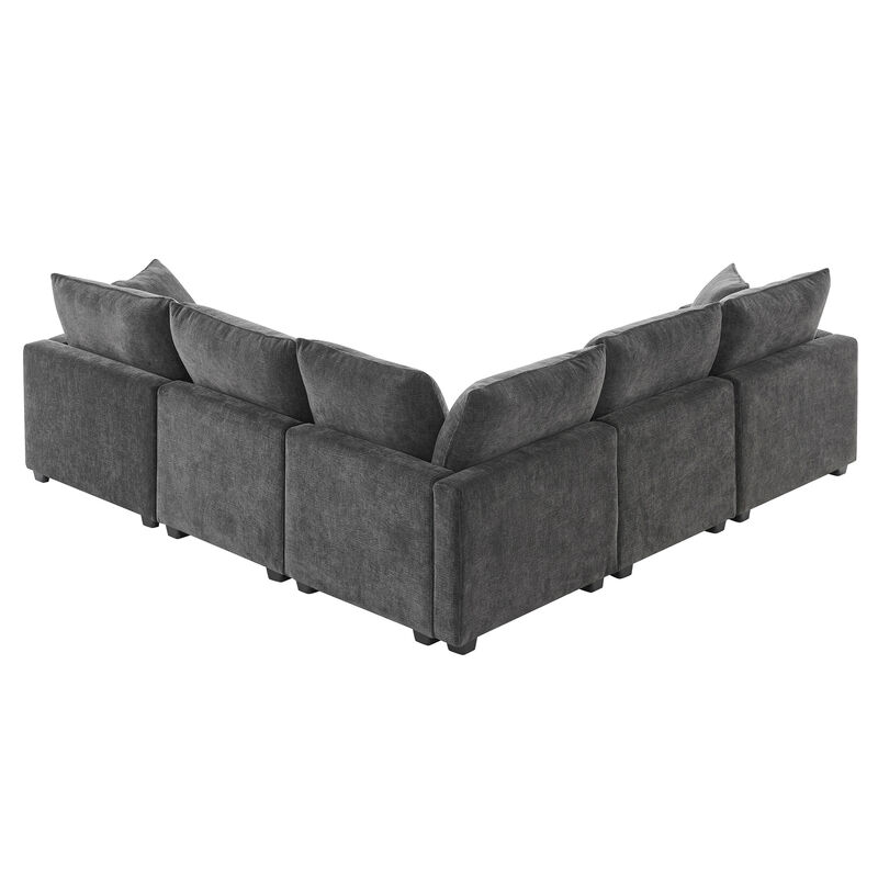 Merax Modern U Shape Modular Sofa with 2 Pillows